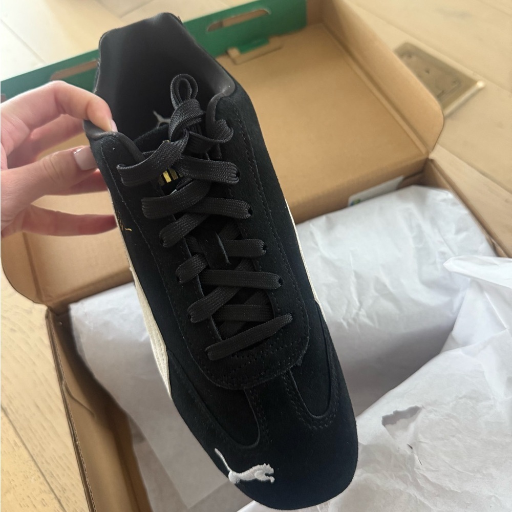 Puma Women’s Black and Cream Sneakers - Picture 2 of 6